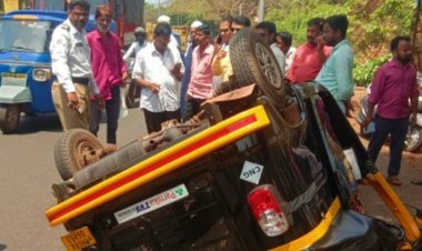रिक्षा समोर माकडाने उडी मारली आणि झाला अपघात पहा कुठे